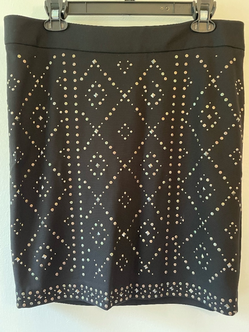 NWT Cache studded black pencil midi skirt size 14